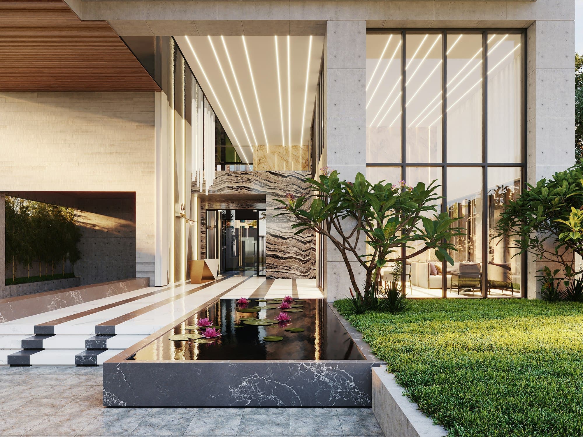 Granite-clad commercial facade