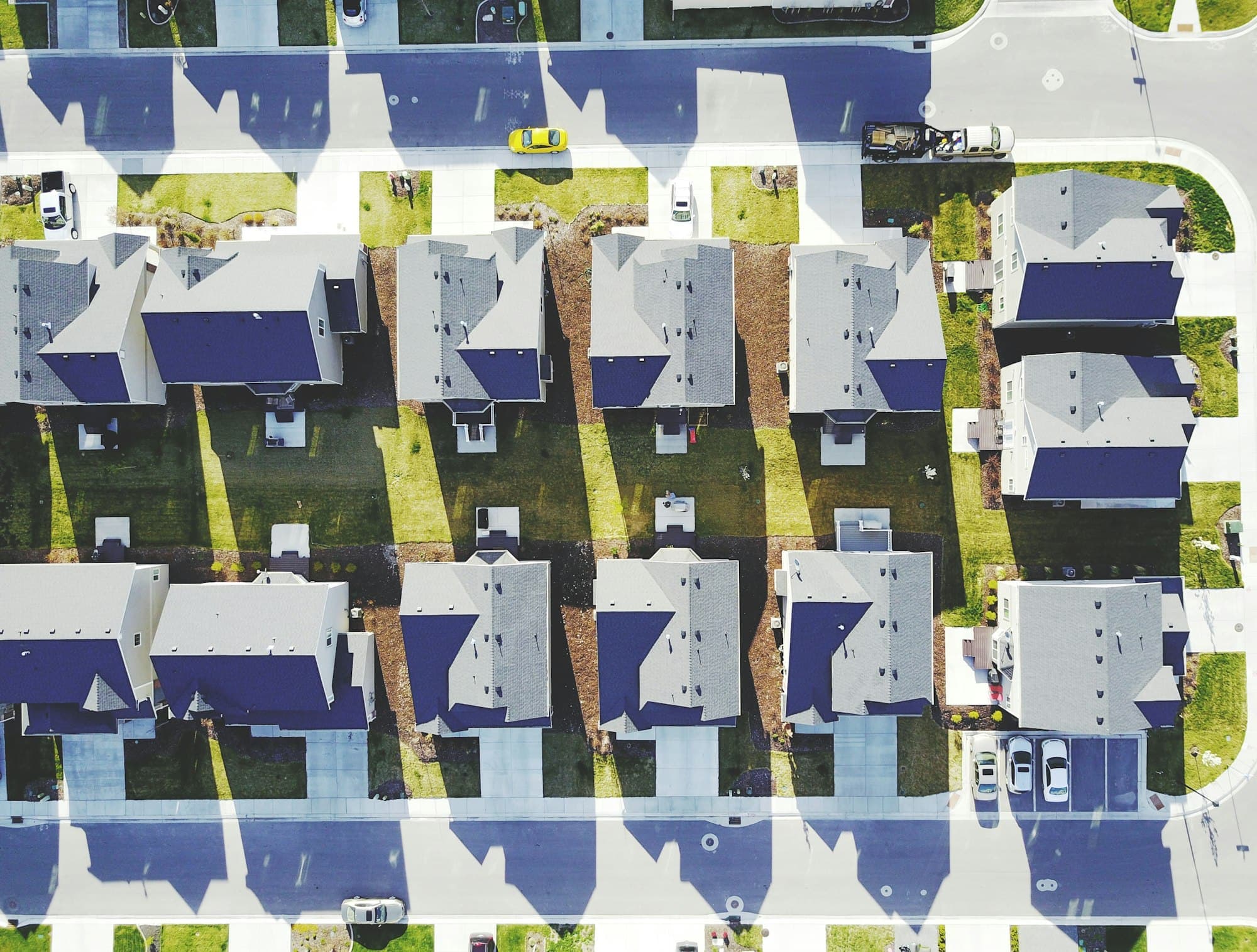 Aerial view of a planned residential community